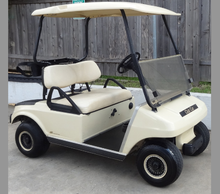 Load image into Gallery viewer, Cool Dry Covers seat covers set for the Club Car DS golf cart with a single piece backrest (2000-2006). Keeps you cool in the heat and dry in the rain. Increased comfort in all weather conditions. Shown without covers installed to assist in identifying the correct model.
