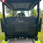 Cool Dry Covers seat cover set installed on an Evolution D5 Ranger golf cart front and back seats.  Keeping you raised off the original vinyl stays much cooler in the heat and allows water to pass through.  Added comfort in all conditions.