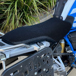 Cool Dry Covers seat covers to fit your BMW R1200GS Rally seat (pictured).  Keeps you raised off the original seat, much cooler in the heat and allows air circulation.  Water goes through without being absorbed so you stay drier in the wet.  These are sized to fit your specific seat perfectly.  Transform your ride with Cool Dry Covers.