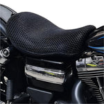 Cool Dry Covers seat covers to fit your Harley Davidson Street Bob (pictured).  Keeps you raised off the original seat, much cooler in the heat and allows air circulation.  Water goes through without being absorbed so you stay drier in the wet.  These are sized to fit your specific seat perfectly.  Transform your ride with Cool Dry Covers.