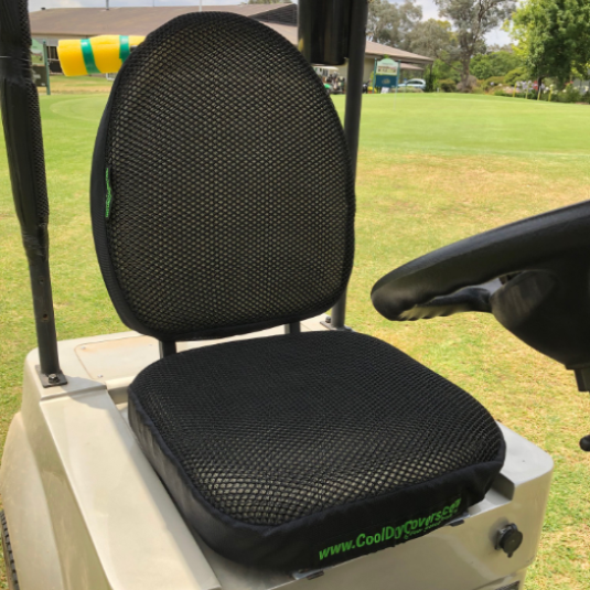 Cool Dry Covers Seat Cover Set for Single Seater Golf Buggies- shown on a Marshell Single Seater